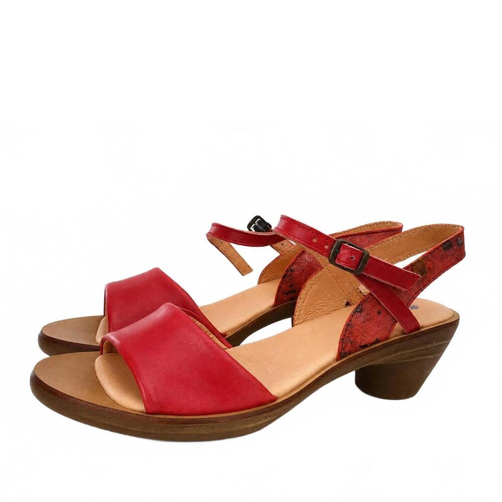 NEW EL NATURALISTA women's aqua vaquetilla-fantasy geranio sandal in red